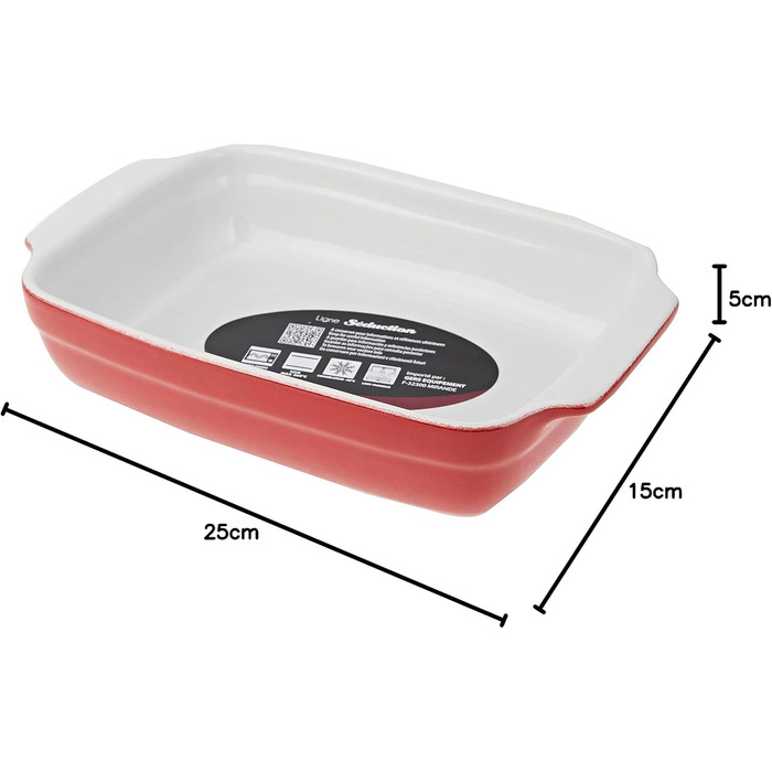 Форма для запікання Crealys з керамічними ручками, 25 x 15 x 5 см, колір Полуниця