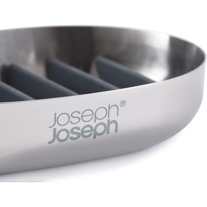 Joseph Joseph EasyStore - Luxury Quick Drain Soap Dish Holder made of Stainless Steel with Drip Tray - Steel