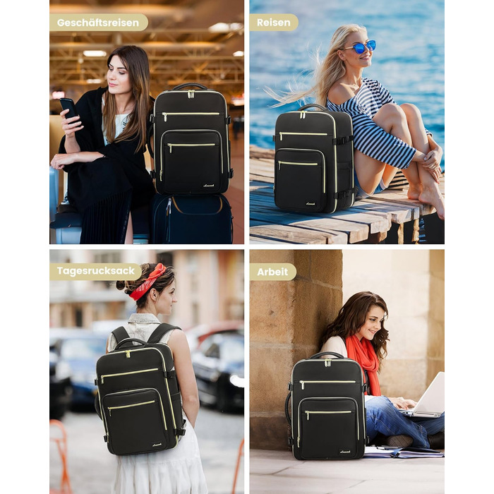 Рюкзак LOVEVOOK для ручної поклажі літака, жіночий, 40L, 45x36x20 см, для ноутбука 17 дюймів, бежевий