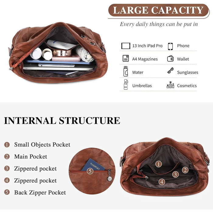 Сумка жіноча VINBAGGE з PU шкіри, шопер, коричнева (G-braun) для офісу та на кожен день