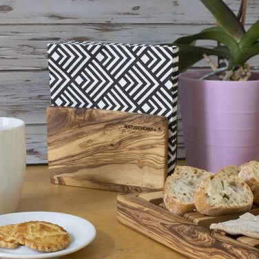 High-quality napkin holder made of sustainable olive wood from NATUREHOME – Exclusive, durable, and eco-friendly napkin dispenser wood standing 16 x 10 x 5 cm