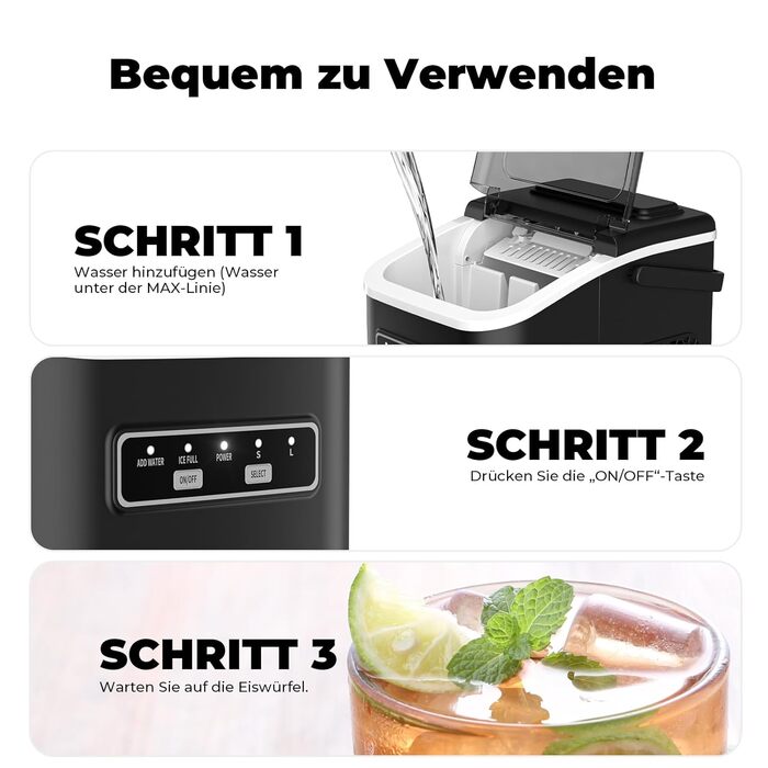 Acmeenjoy Ice Maker - Self-Cleaning Ice Machine for Kitchen, Bar, Office & Party - Makes 9 Ice Cubes in 6-8 Minutes, 12KG in 24H