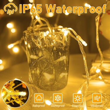 Ланцюжок прикрас для дому та саду на батарейках, 30м, 300 LED, з таймером, 8 режимів, тепле біле світло, вологостійкий, для декору кімнати, вечірки, балкону, ялинки