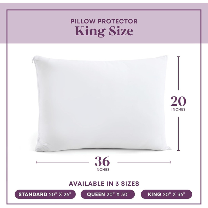Наволочки King Size CIRCLESHOME 100% бавовна, дихаючі, захист від пилу, гіпоалергенні, комплект 6 шт (50x91 см)