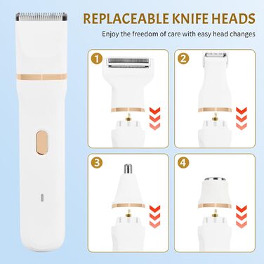 Електричний жіночий триммер 5-в-1 для тіла та обличчя, водонепроникний, USB-зарядка