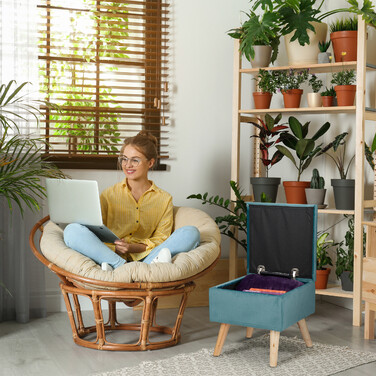 Оксамитовий табурет Relaxdays з місцем для зберігання