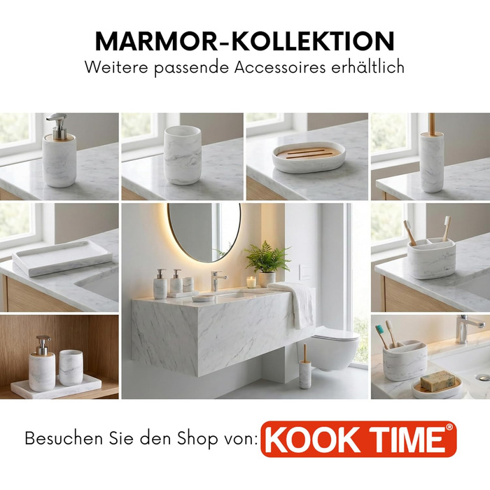 Набір для ванної кімнати 4 предмети з піддоном - дозатор для мила (цинковий сплав), стакан для зубних щіток, мильничка та поличка - мармуровий малюнок, бамбук - сучасний органайзер Marble