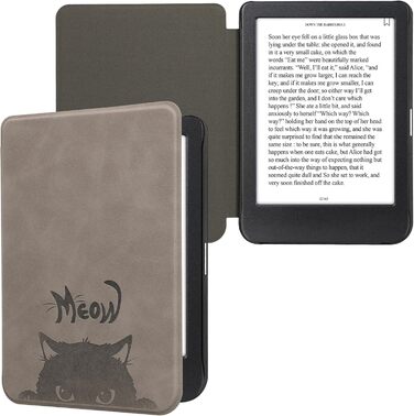 Чохол kwmobile для Kobo Clara BW/Clara Colour/Tolino Shine (5) / Shine Color - чохол з екошкіри з дизайном кота (сірий, чорний)