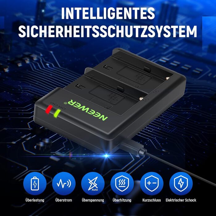 NEEWER NP-F750 5600mAh акумулятор з USB-зарядним пристроєм, сумісний з Sony NP-F550/750/970 та ін.