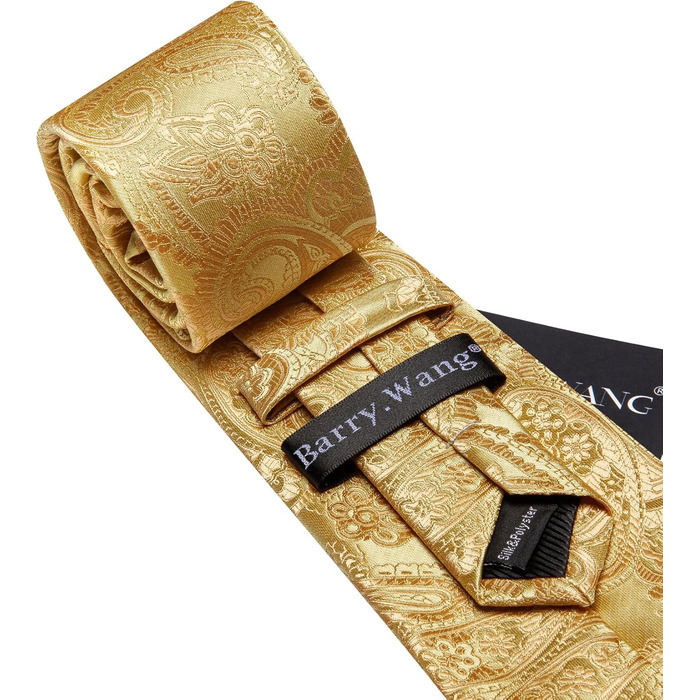 Комплект краватки та нагрудного хустинки Barry.Wang: однотонний пава́з, атлас, для весілля (Золотий)