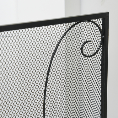 HOMCOM Fireplace Guard, 3-Panel Folding Fire Screen, Spark Screen, Fireplace Protection, Metal, Black, 132.5 x 76.5cm for a Safe Fireplace Area