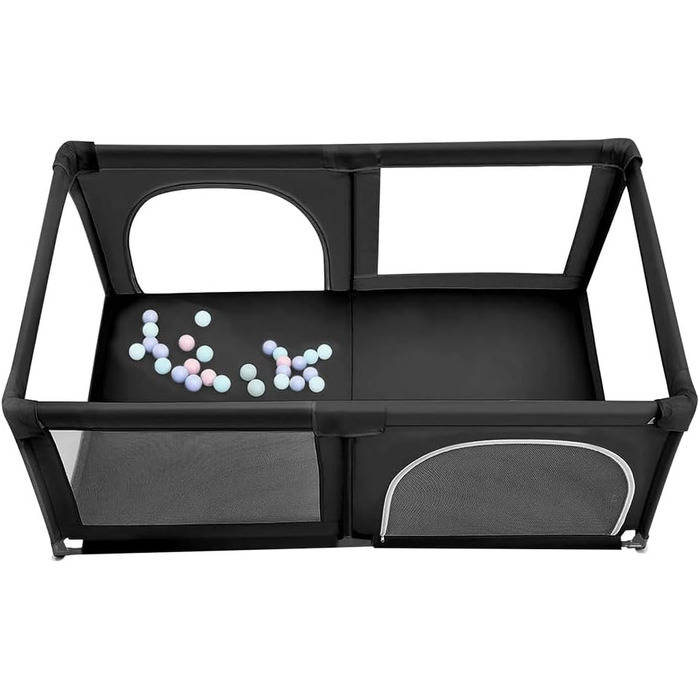 Лягувальня для цуценят з дверцятами, 180x120x66 см. Міцна, з тканини та сітки, для собак та цуценят. Машинне прання, для використання в приміщенні та на вулиці. Кольори: сірий та чорний.