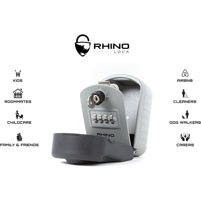 Сейф для ключів Rhino Lock Kombi настінний з кодовим замком та доступом за допомогою ключа - сірий (Pro)