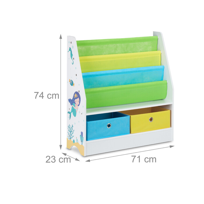 Relaxdays Children's Shelf with 2 Boxes & 3 Hanging Pockets