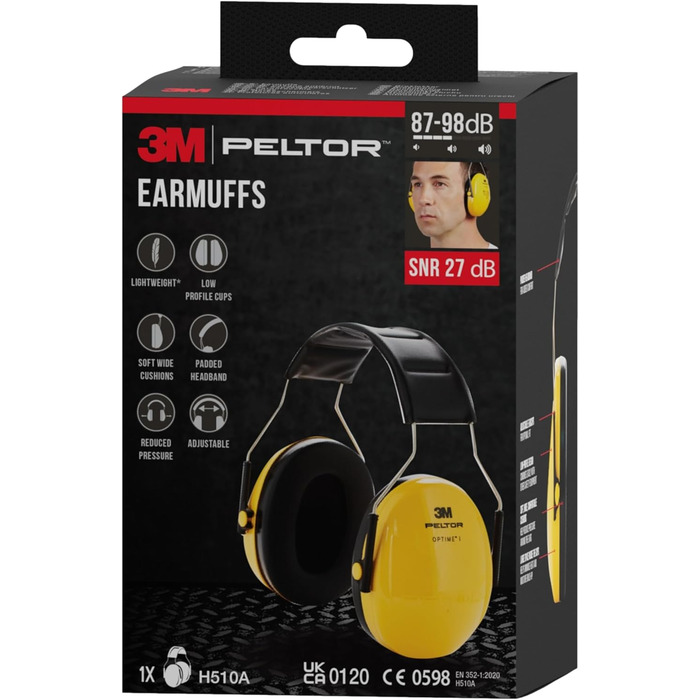 Навушники Peltor Optime I H510A - захист від шуму до 98 dB (SNR 27dB), жовті, 1 шт.