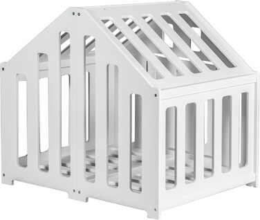 Будка для собак з дерева, клітка для собак із замком, вольєр для тварин, собачий вольєр, собача будка, переноска для домашніх тварин, чорна (74 x 53 x 64 см), білий колір