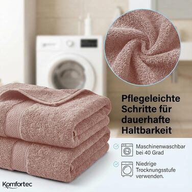 Набір махрових рушників Komfortec, 8 шт. (4 великих 70x140 см та 4 малих 50x100 см), 100% бавовна, м'які та гігроскопічні, колір: антрацит/рожевий