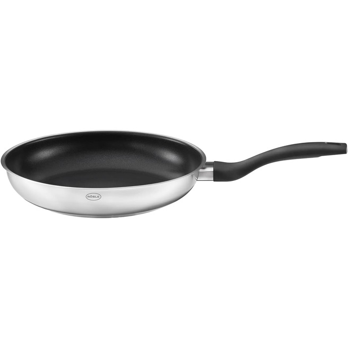 RÖSLE Frying Pan Set Basic Line Ø 20 cm, 24 cm with ProPlex non-stick coating, 18/10 stainless steel, silver/black (Ø 24 cm)