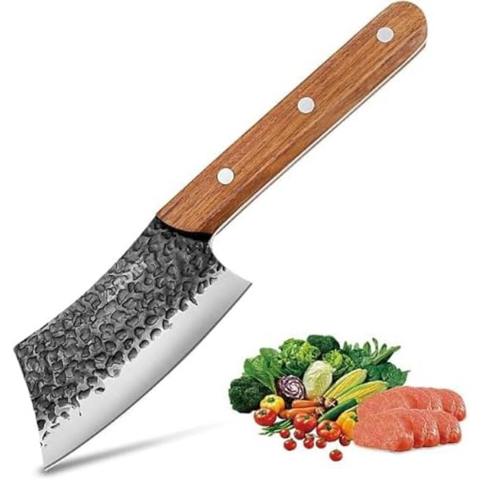 Ніж Kitory Mini Hackmesser 10см: багатофункціональний ніж для стейку, китайський кухонний ніж, маленький кухонний ніж з довгим руків'ям, 2024 подарунок (Hs14de)