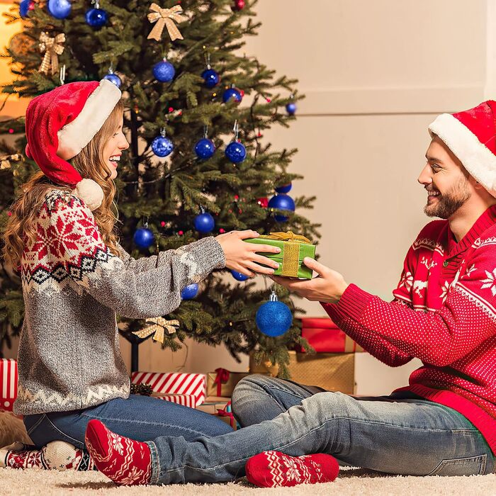 101 шт. блакитні ялинкові кулі Aitsite 6см/4см/2см, пластикові прикраси для ялинки, декор для дому, свята