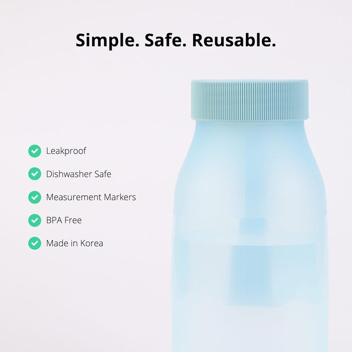 BLUE GINKGO Collapsible Water Bottles [2-Pack] – Lightweight, foldable silicone bottles for travel, hiking, and camping (500ml, Made in Korea, Beige) (492 ml, Blue)