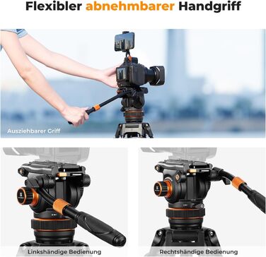 Штатив для камери K&F CONCEPT VA3+BV20: відео штатив з поворотним кріпленням, 184 см, для DSLR, відеокамер