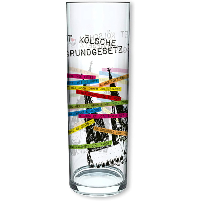Set of 6 Kölsch glasses, assorted colors, 0.2ml, Cologne sticks with the Basic Law, beer glasses, drinking glasses with print. (MADE IN GERMANY), Size: 276 EU