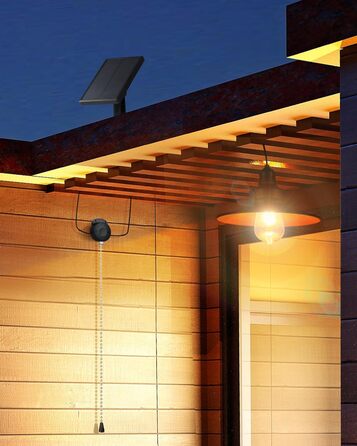 FabStyl Solar Hanging Light for Outdoor/Indoor, Solar Lamps Pendant Light with Pull Switch & E27 Bulb, IP65 Waterproof for Garden Pergola Garage
