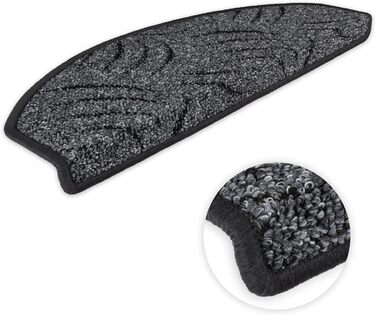 Ступінчасті килимки для сходів Prerow від Kettelservice-Metzker, напівокруглі, антрацит, 15 шт.