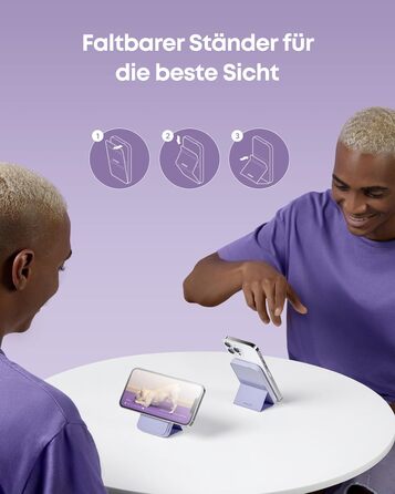 Anker MagGo Powerbank 5000mAh з магнітним з'єднанням, USB-C, для iPhone 17/16/15/14/13/12 (лавандовий)