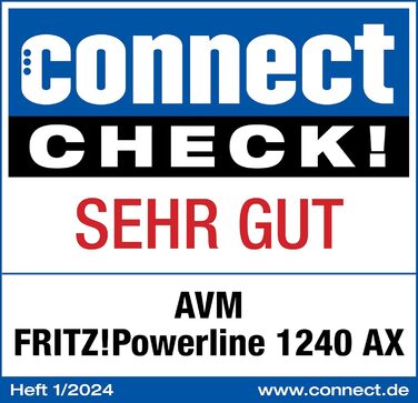 Адаптер FRITZ!Powerline 1240 AX (Gigabit Powerline, Wi-Fi 6, точка доступу WLAN, для потокового відео, HD, інтернет-ТБ, 1200 Мбіт/с)