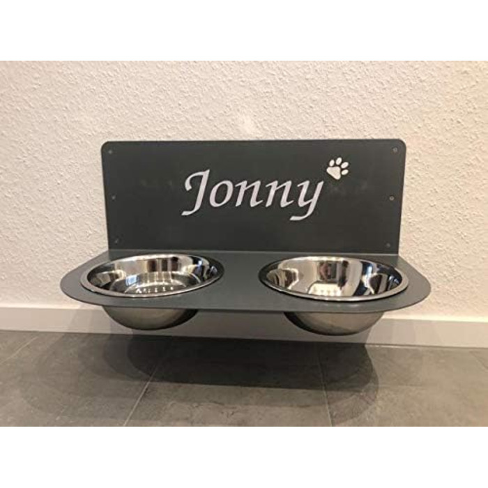 Підставка для корму Schmeck.bar для собак, сіра матова, 400x187x227 мм, 2 миски S