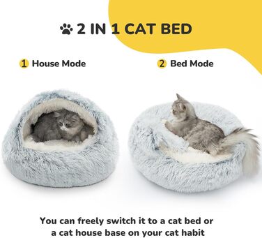 CATISM Cat Bed Washable Cat Sleeping Place for Cats Plush Pet Cat Head Pillow Cat Cushion Fluffy Kitten Puppy Snuggle Bed Pet Bed Grey