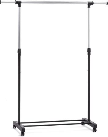 Amazon Basics Wardrobe with Two Shelves, White, ((91.5-145) x 42 x (134-161) cm (L x W x H), Chrome)