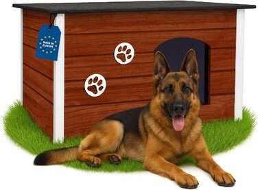 Будка для собак Outentin - XL, 76x60x60 см, тепла та водонепроникна. Сучасний дизайн, з дахом, що відкривається. Для середніх собак.