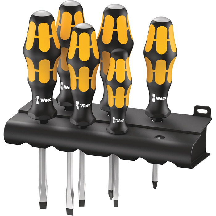 Набір викруток Wera 932/918/6 Kraftform Plus, 6 шт, ударостійкі, стамеска, з тримачем