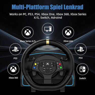 Руль для Xbox NBCP 1080 Grad з педалями та перемикачем швидкостей, сумісний з Xbox One/Series X|S/ PS4/ PS3/ PC/Switch