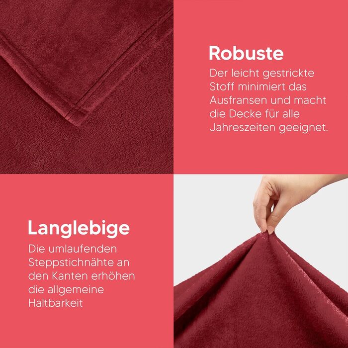 Плед Utopia Bedding: м'який флісовий плед, теплий зимовий плед для ліжка, дивана та крісла (Бургунді, 200x150 см)