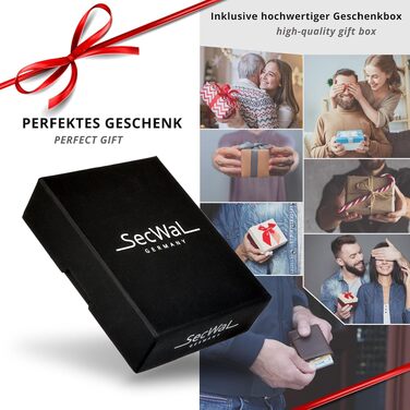 Шкіряний картхолдер SecWal з монетницею та RFID-захистом, коричневий (Hunter Brown) — компактний гаманець з кнопкою для чоловіків та жінок, Made in Germany