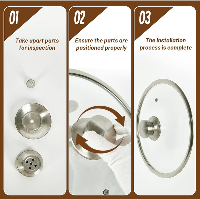 Сковорода з антипригарним покриттям 24 см з кришкою, нержавіюча сталь, безпечна для здоров'я, сумісна з усіма плитами, посуд без PFOA, срібна