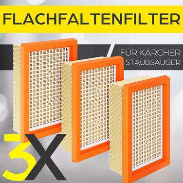 Фільтр для пилососа Kärcher (3 шт.) - сумісний з WD3, WD2, WD 3, WD1, MV3, MV2, NT, KNT, K A, SE, VC. Підходить для алергіків. Замінник 6.414-552.0, 6.414-772.0, 6.414-547.0