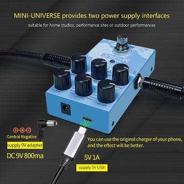 M-VAVE MINI-UNIVERSE гітарний педаль-ревербератор, цифровий ефект з 9 унікальними режимами, просте управління, декілька варіантів живлення