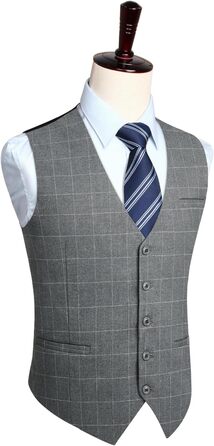 Жилет для костюма чоловічий HISDERN, бавовна, в клітинку, світло-сірий, розмір XL