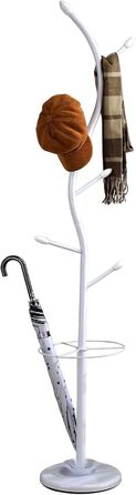 IDIMEX Clothes Rack Coat Stand Triana with 6 Clothes Hooks and Umbrella Stand, White Lacquered