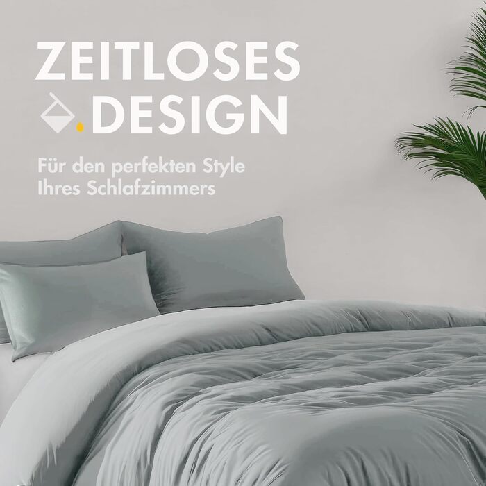 Sleeptime 100% Cotton Bedding Set 240cm x 220cm White/Gray - soft & wrinkle-free duvet cover with button closures - two-tone bedding set with 2 pillowcases 60cm x 70cm