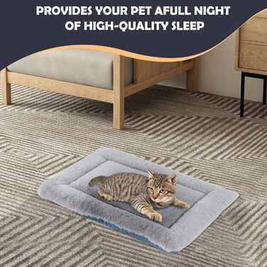 IEUUMLER Dog Bed Washable Dog Mat, Fluffy Soft and Warm Dog Blanket for Travel, Cat Cushion for Large and Small Dogs or Cats FC014 (Gray, 106 * 71cm) (XS(45*33cm), Gray and Blue)