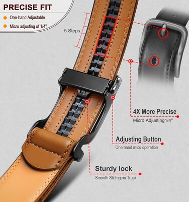 Чоловічий шкіряний ремінь KEMISANT з автоматичною пряжкою, 35 мм, без дірок, регульований, 140-160 см