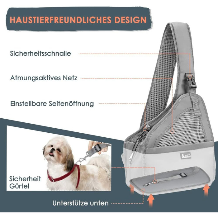 Сумка-переноска для собак та цуценят до 7 кг, сірого кольору. Зручна, з регульованим ремінцем, м'яка підкладка, сітчаста вентиляція, міцна основа, кишеня на блискавці, легко миється.