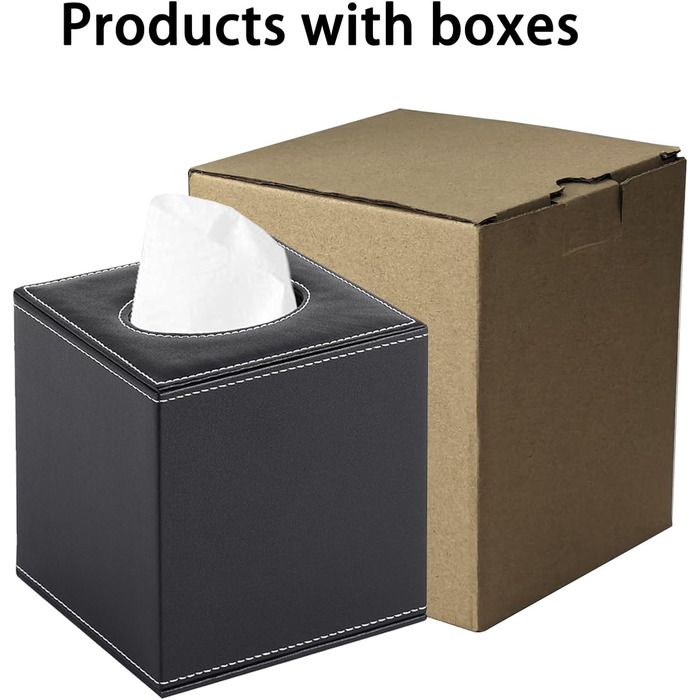 Скляна коробка для серветок прямокутної форми, тримач для косметичних серветок, органайзер для туалетного столика, ванної кімнати, авто, офісу, вінтажний стиль (чорний)