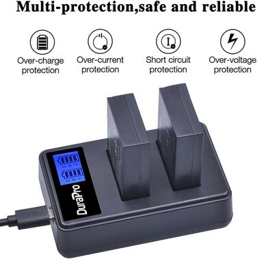 Акумулятор DuraPro 1800mAh LP-E12 + LCD зарядний пристрій Dual USB для Canon EOS M, M2, M10, M50, Rebel SL1, 100D